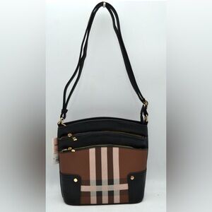 NWT! Burberry style plaid crossbody, Black Multi